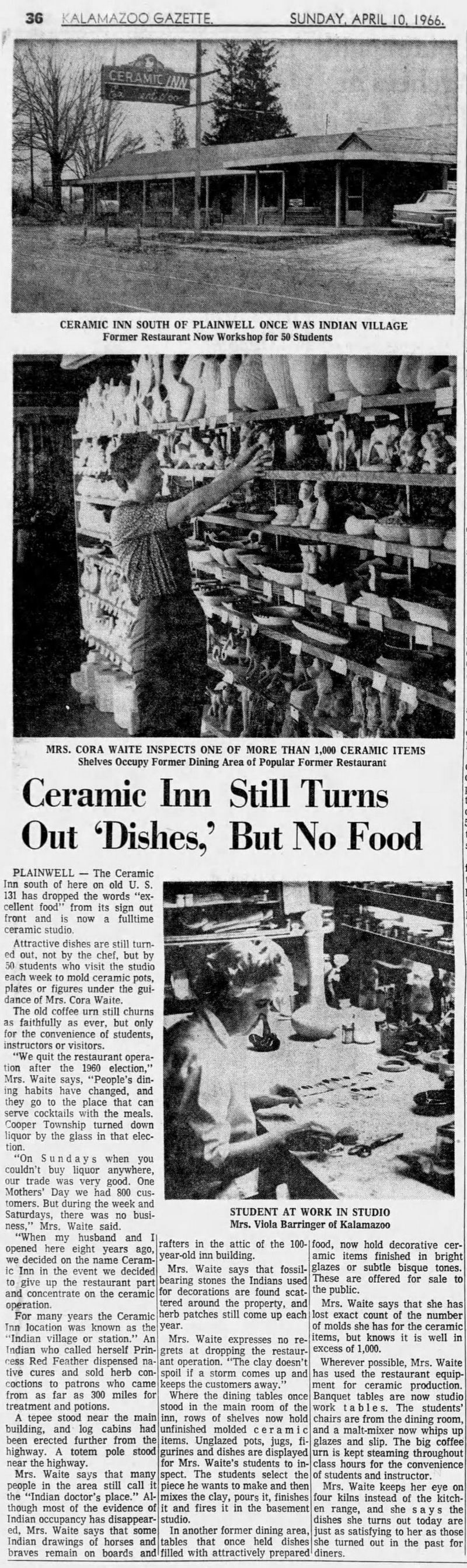 Ceramic Inn (Indian Village) -  May 1966 Article On Ceramics Shop (newer photo)